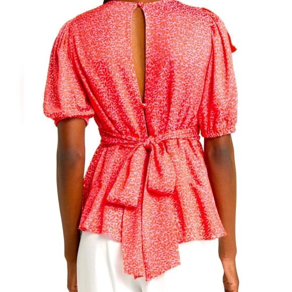 NWT New Ted Baker London Devonna Coral Floral Ruffle US 12/XL (TB 5) - Picture 3 of 12